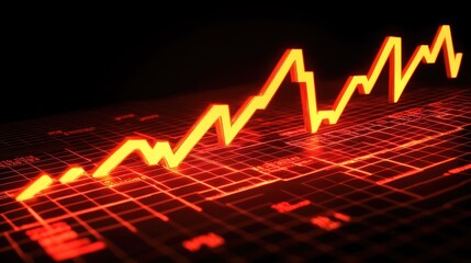 Poster - A conceptual image of a glowing stock market graph with financial data, representing the continuous rise and fall of stock market values