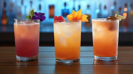 Poster - A spectrum of taste with our cocktails in cocktail glass. Vibrant hues, bold flavors, and a perfect blend at the bar.