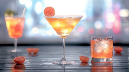 Poster - A spectrum of taste with our cocktails in cocktail glass. Vibrant hues, bold flavors, and a perfect blend at the bar.