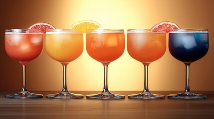 Poster - A spectrum of taste with our cocktails in cocktail glass. Vibrant hues, bold flavors, and a perfect blend at the bar.