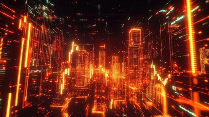 Poster - A conceptual image of investment analysis with glowing stock market charts and rising financial data in the background