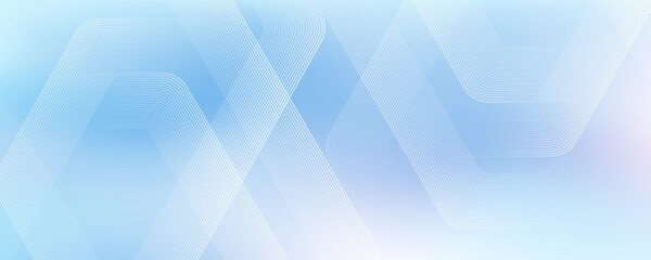 Fototapete - Digital futuristic technology concept with hexagons. Digital hexagonal blue abstract background. Geometric stripe line art design for poster, brochure, cover, banner, website, header