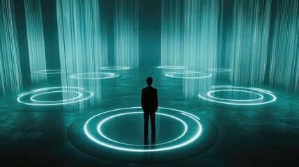 Poster - Big data ecosystem represented by glowing interconnected nodes and holographic analytics in a futuristic grid environment