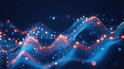 Poster - Digital cloud with glowing analytics graphs and flowing data streams, representing big data processing and visualization