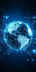 Poster - Global network connection, digital earth, futuristic technology.