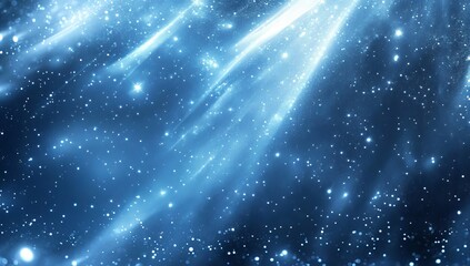Wall Mural - abstract blue cosmic background with glowing streaks and stars.