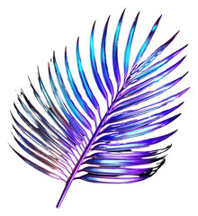 Wall Mural - png neon palm leave pattern nature purple.