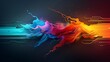 © yuli - Abstract digital art; color swirls clash; circuit background; tech concept