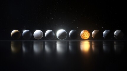 Wall Mural - celestial alignment planets in space realistic 3d render solar system astronomy cosmology