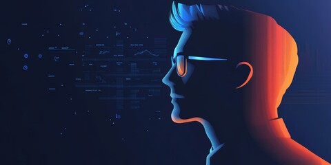 Aufkleber - profile of a young professional with digital technology background