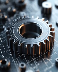 Poster - Precise Metal Gear Closeup Industrial Technology Design