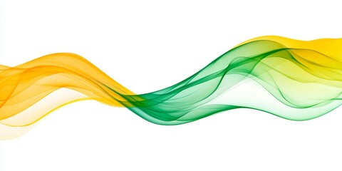 Aufkleber - Abstract green and yellow wave flow on white.