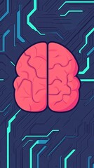 Poster - Digital Brain Circuitry Abstract Design Modern Technology Concept