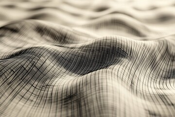Poster - intricate overlapping black and white pattern creating a three-dimensional wave effect on fabric sur