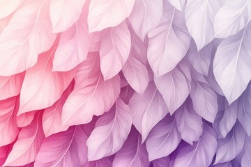 Poster - Ombre watercolor pattern featuring delicate leaves blending shades of pink and purple for a serene design