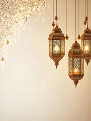 Poster - Elegant Ornate Lanterns with Sparkling Lights Festive Background