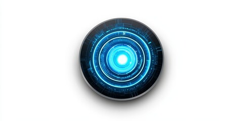 Poster - Futuristic glowing blue circle technology interface.