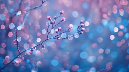Aufkleber - Abstract background with soft bokeh lights in shades of blue and purple, giving a dreamy, magical effect with blurred circular light spots