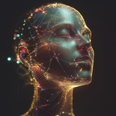 Poster - Glowing Lines and Subtle Patterns Visualizing AI Algorithms