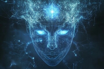 Poster - Abstract AI Brain with Surreal Patterns and Glowing Effects