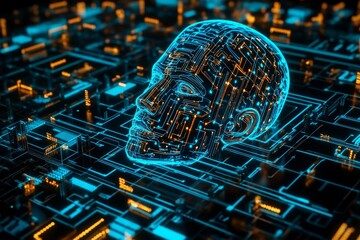 Poster - futuristic ai network design with digital connections and layout