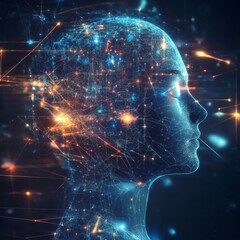 Poster - Abstract AI Evolution Concept with Stars and Space Background