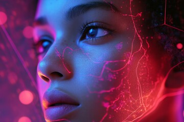 Poster - Futuristic Portrait Showcasing AI-Driven Concepts and Vivid Colors