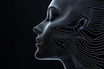 Poster - Abstract Flowing Silhouette of Machine Learning Concept in Profile View