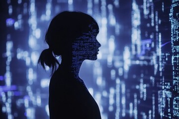 Poster - Abstract Silhouette with Code Lines Representing AI Software Concept