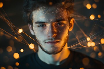 Canvas Print - a man with a beard and glasses is staring at the camera
