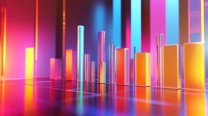 Poster - a d bar graph displayed on a sleek digital dashboard, showing financial performance metrics with vib