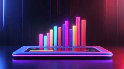 Poster - a d bar graph displayed on a sleek digital dashboard, showing financial performance metrics with vib