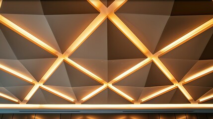 Poster - a modern ceiling with triangular patterns and indirect lighting. stock photo --ar 16:9 --style raw -