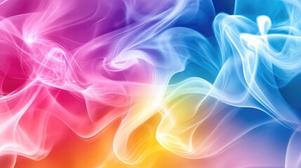 Poster - A close-up of bright, multicolored smoke merging and swirling together, with hues of blue, pink, and yellow creating a dynamic pattern.