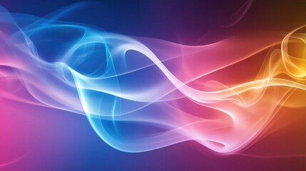 Poster - A close-up of bright, multicolored smoke merging and swirling together, with hues of blue, pink, and yellow creating a dynamic pattern.