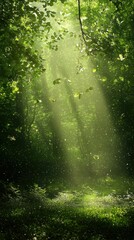 Wall Mural - a celestial forest illuminated by bioluminescent trees and glowing vines. floating lanterns drift ab