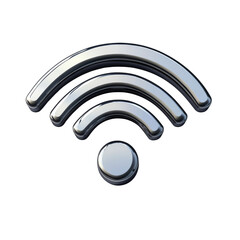 Aufkleber - A three-dimensional metallic chrome wifi symbol is shown against a plain white background.