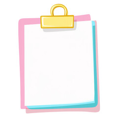 Poster - A blank white note on a pastel pink and blue layered clipboard ready for writing or drawing.