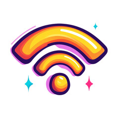 Aufkleber - A stylized illustration depicts a wifi signal icon with a vibrant color palette and a three dimensional effect.