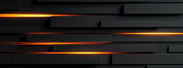 Poster - Abstract Dark Background with Glowing Orange Lines: Modern Geometric Design Texture