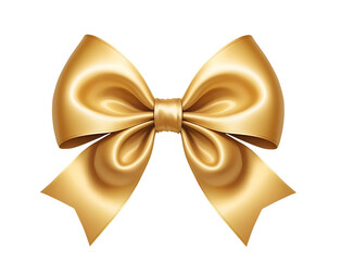 Wall Mural - golden bow isolated on transparent background, png file with copy space for your text