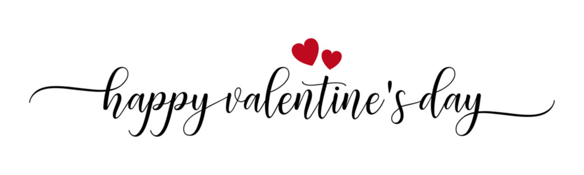 Happy Valentine's Day black vector brush calligraphy banner