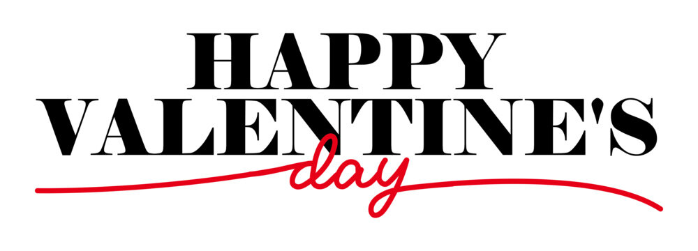 Happy Valentine's Day black vector brush calligraphy banner
