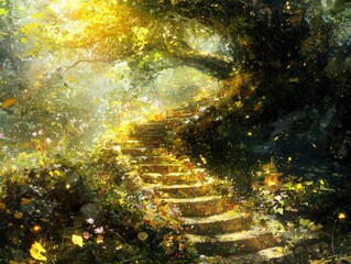 Wall Mural - a mystical canyon illuminated by glowing rivers of stardust winding through radiant cliffs. floating