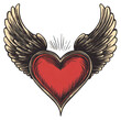 © Rawpixel.com - PNG Retro Tattoo Heart has wing heart vintage tattoo.