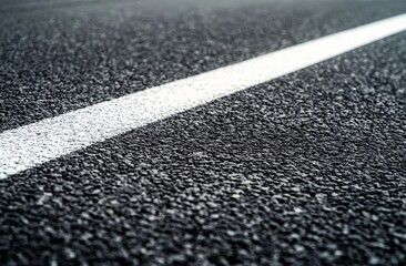 Poster - Close-up of asphalt road with white line.