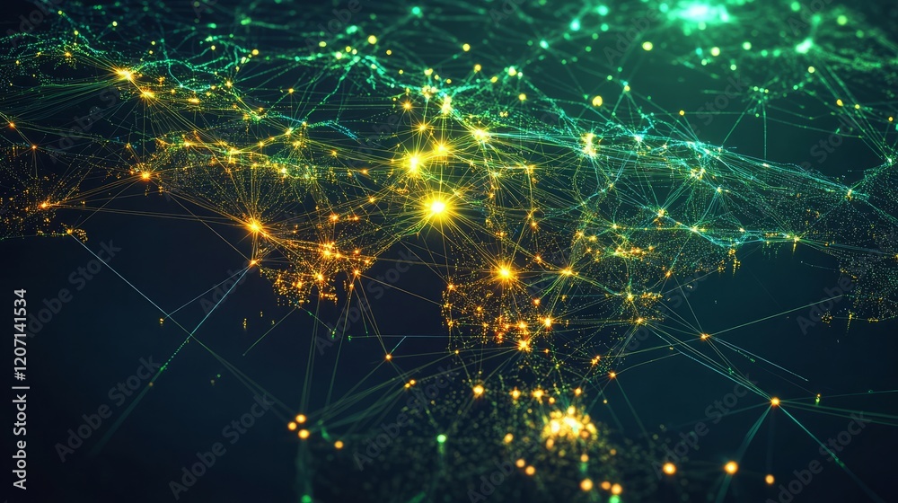 Abstract Map Network Bangladesh's Abstract Network Map with Illuminating Nodes and ...