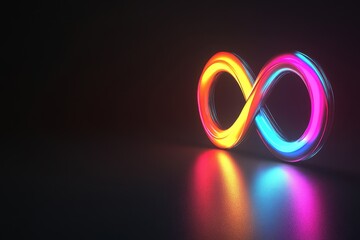 Poster - Glowing neon infinity symbol on dark background. (1)