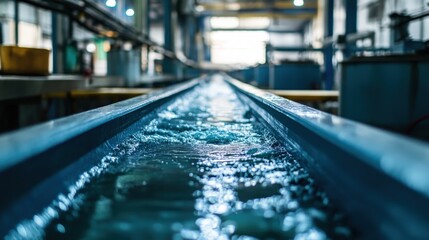 Poster - factory producing new products from recycled plastic materials, demonstrating the potential of trans