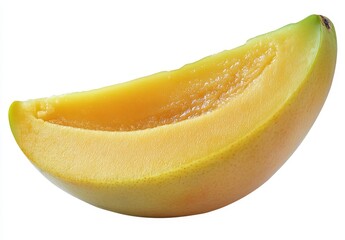 Wall Mural - Ripe juicy mango slice isolated on white. (1)